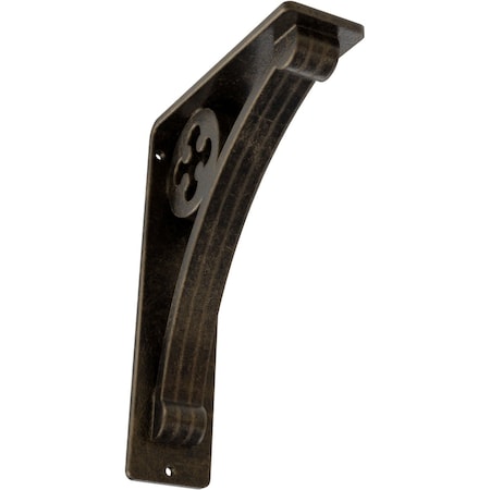Ekena Millwork Crawley Wrought Iron Bracket, (Triple center brace), Antiqued Pale Gold 2"W x 5 1/2"D x 8"H BKTM02X05X08TCRAPG